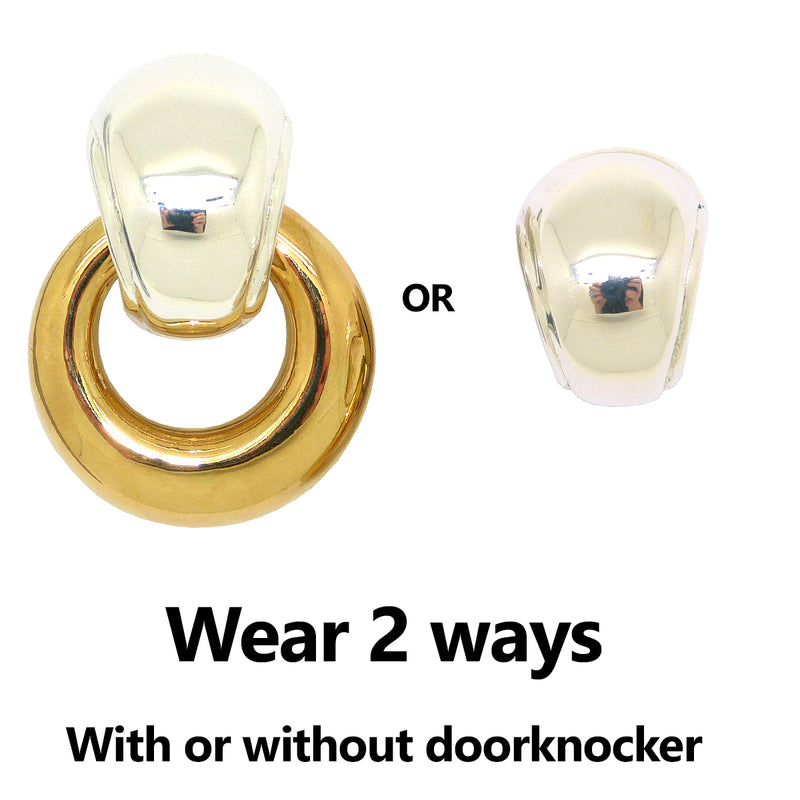 Simon Sebbag Smooth Gold Sterling Silver 925 Top Door Knocker Clip On Earrings 2-in-1 - ILoveThatGift