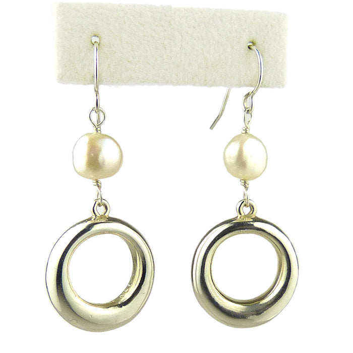 Simon Sebbag Sterling Silver Freshwater White Pearl Dangle Earrings E232WP - ILoveThatGift
