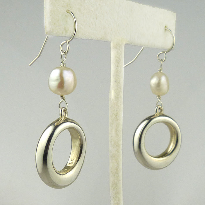Simon Sebbag Sterling Silver Freshwater White Pearl Dangle Earrings E232WP - ILoveThatGift