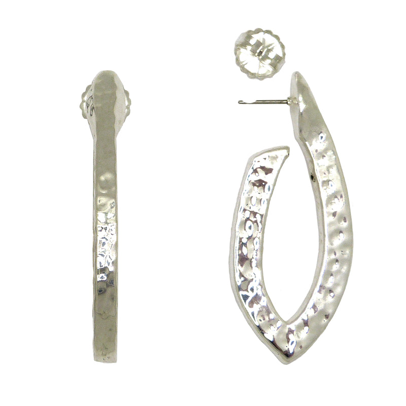 Simon Sebbag Sterling Silver 925 Abstract Hammered Oval Hoop Earring E2387 - ILoveThatGift