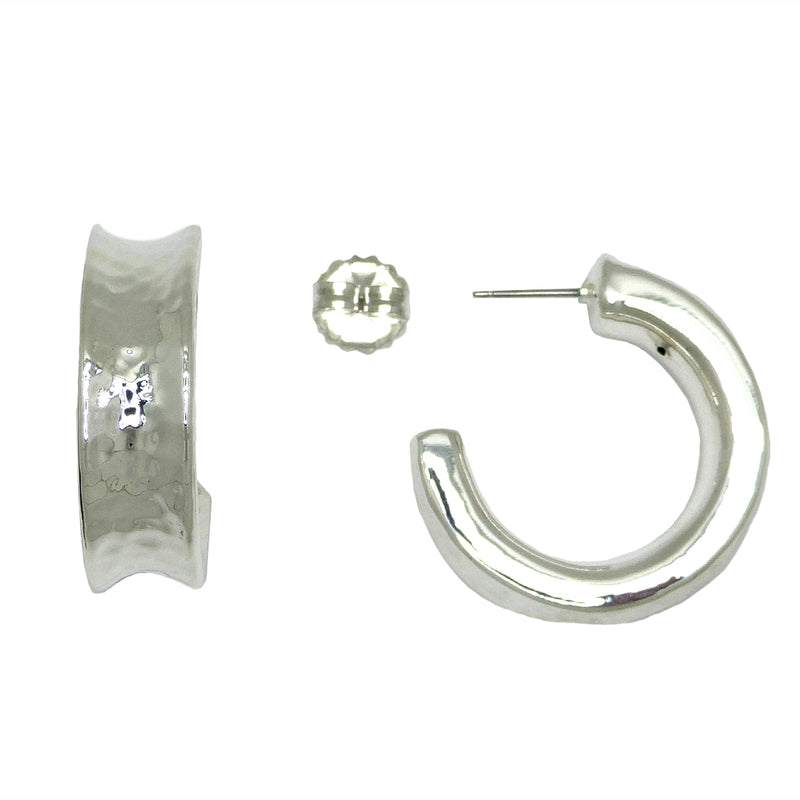 Simon Sebbag Sterling Silver 925 Concave Hammered Hoop Earring E2388 - ILoveThatGift