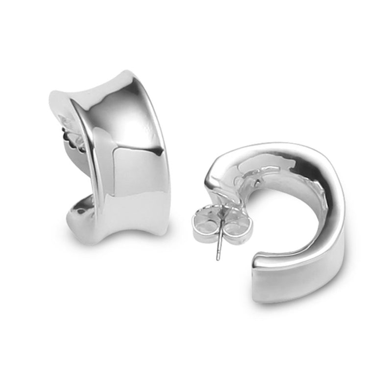 Simon Sebbag Sterling Silver 925 Concave Hoop Earring E2421 Post - ILoveThatGift
