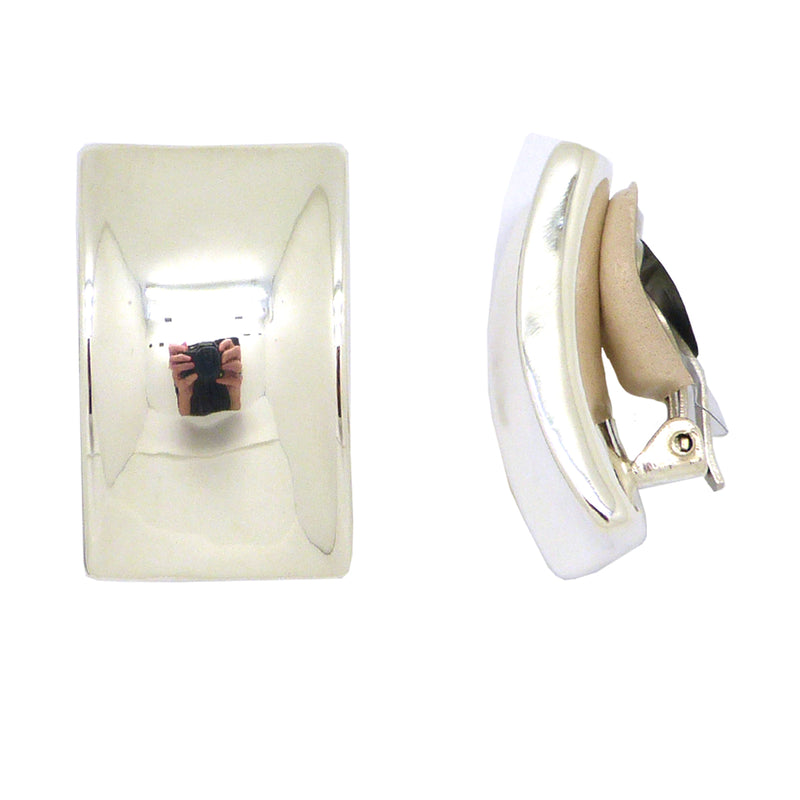 Simon Sebbag Smooth Rectangular Curved Sterling Silver Earring E2534 Clip - ILoveThatGift