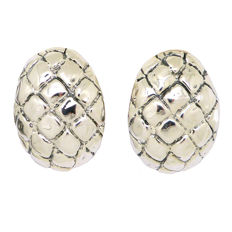 Simon Sebbag Sterling Silver Crocodile Oval Earring E2749 Clip - ILoveThatGift