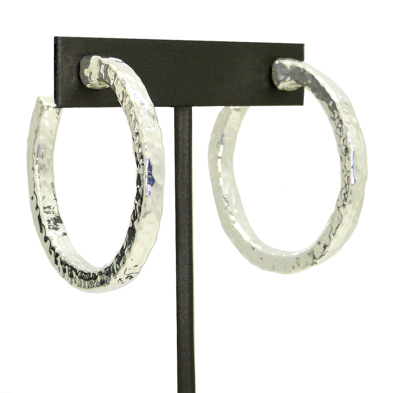 Simon Sebbag Sterling Silver 925 Large Hammered Hoop Earring E2755 SSD - ILoveThatGift