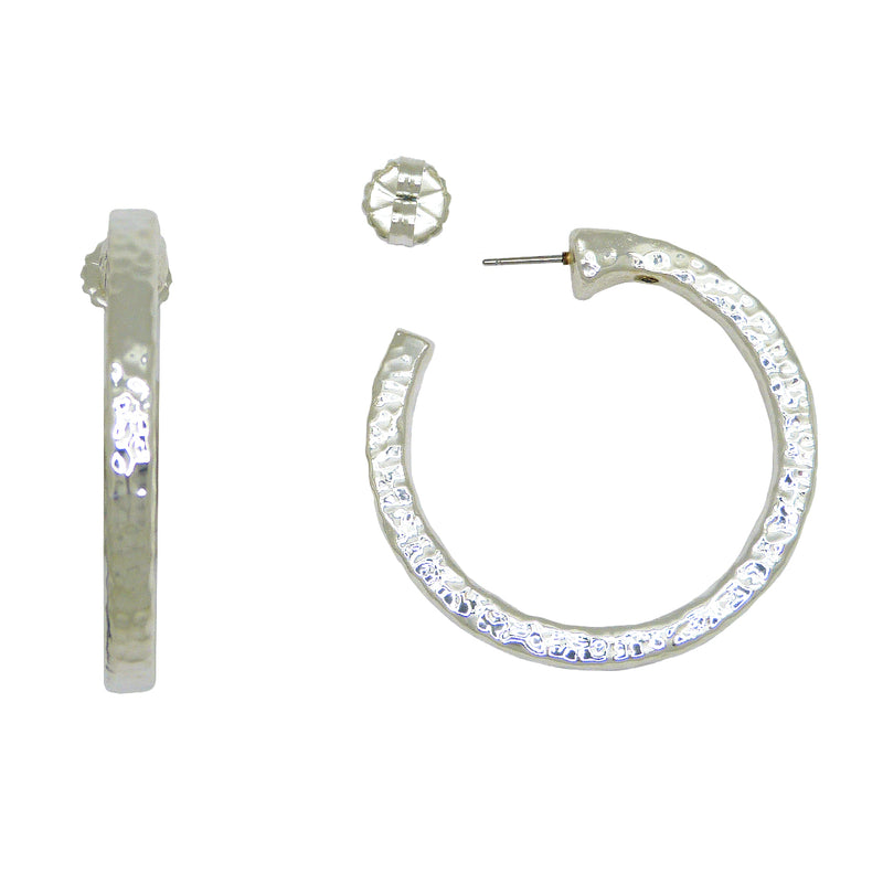 Simon Sebbag Sterling Silver 925 Large Hammered Hoop Earring E2755 SSD - ILoveThatGift