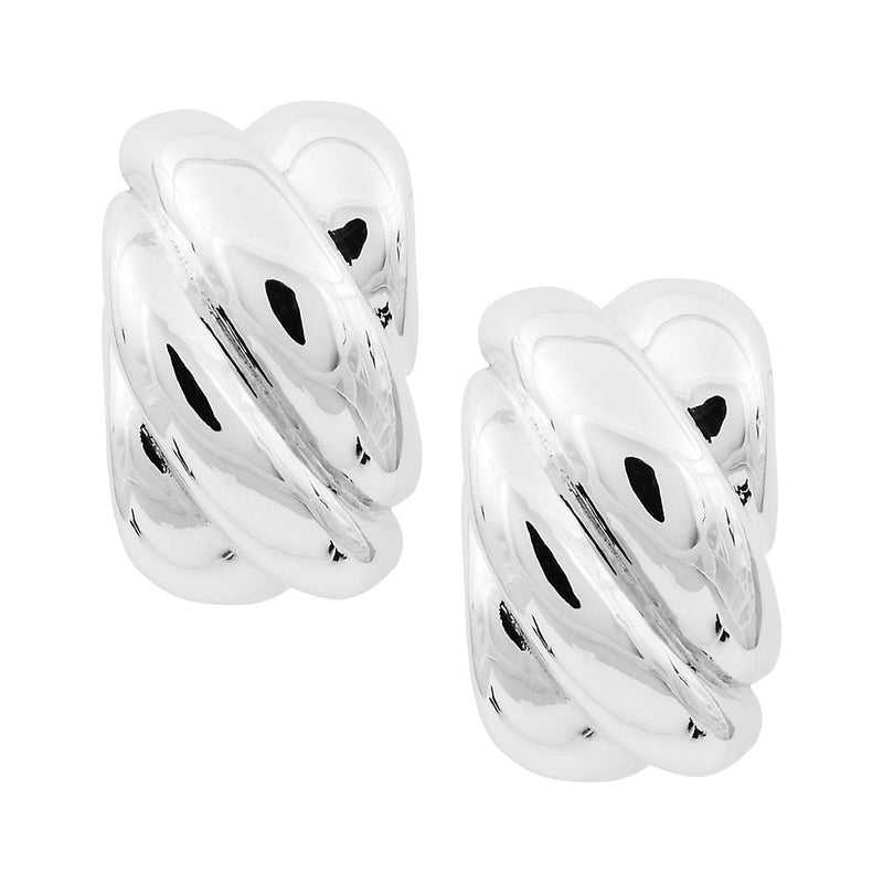 Simon Sebbag Sterling Silver Rectangle Diagonal Ribbon Clip Earrings E2873 - ILoveThatGift