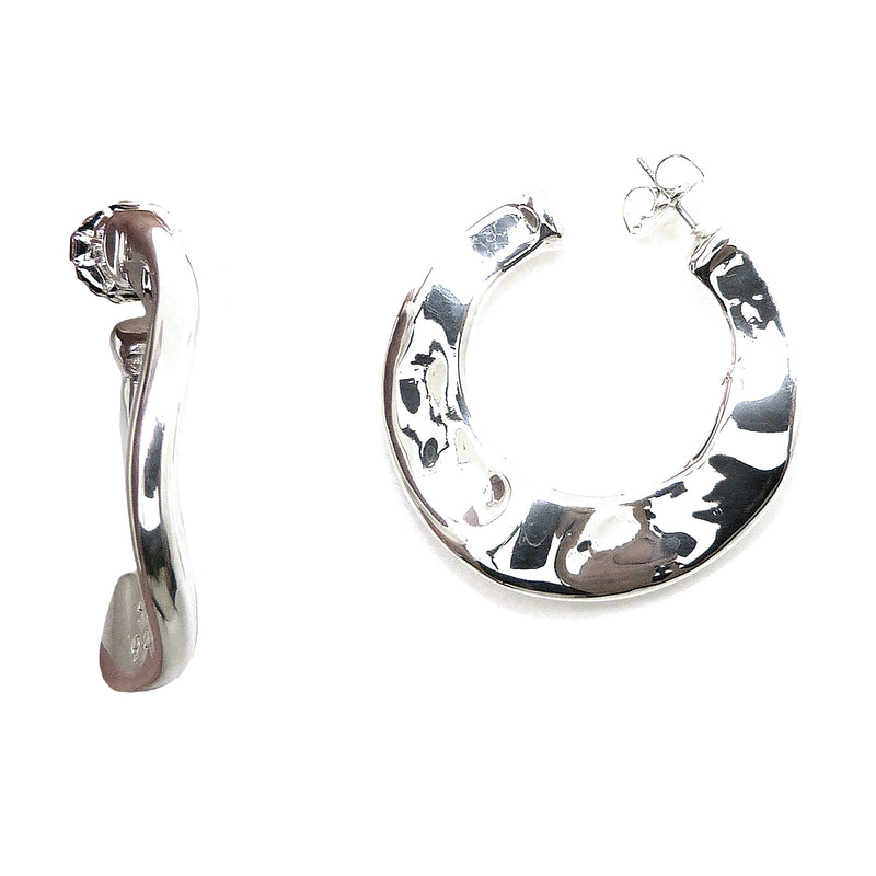 Simon Sebbag Wavy Round Thin Hoop Sterling Silver Earrings E2921 - ILoveThatGift