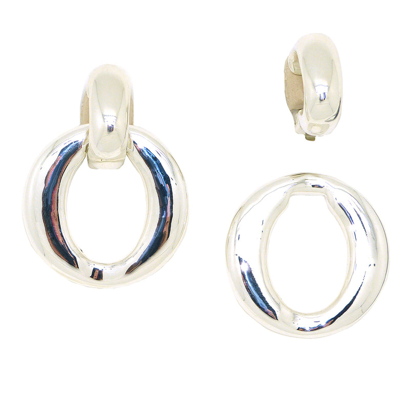 Simon Sebbag Smooth Sterling Silver 925 Door Knocker Clip On Earrings 2-in-1 E2953 - ILoveThatGift