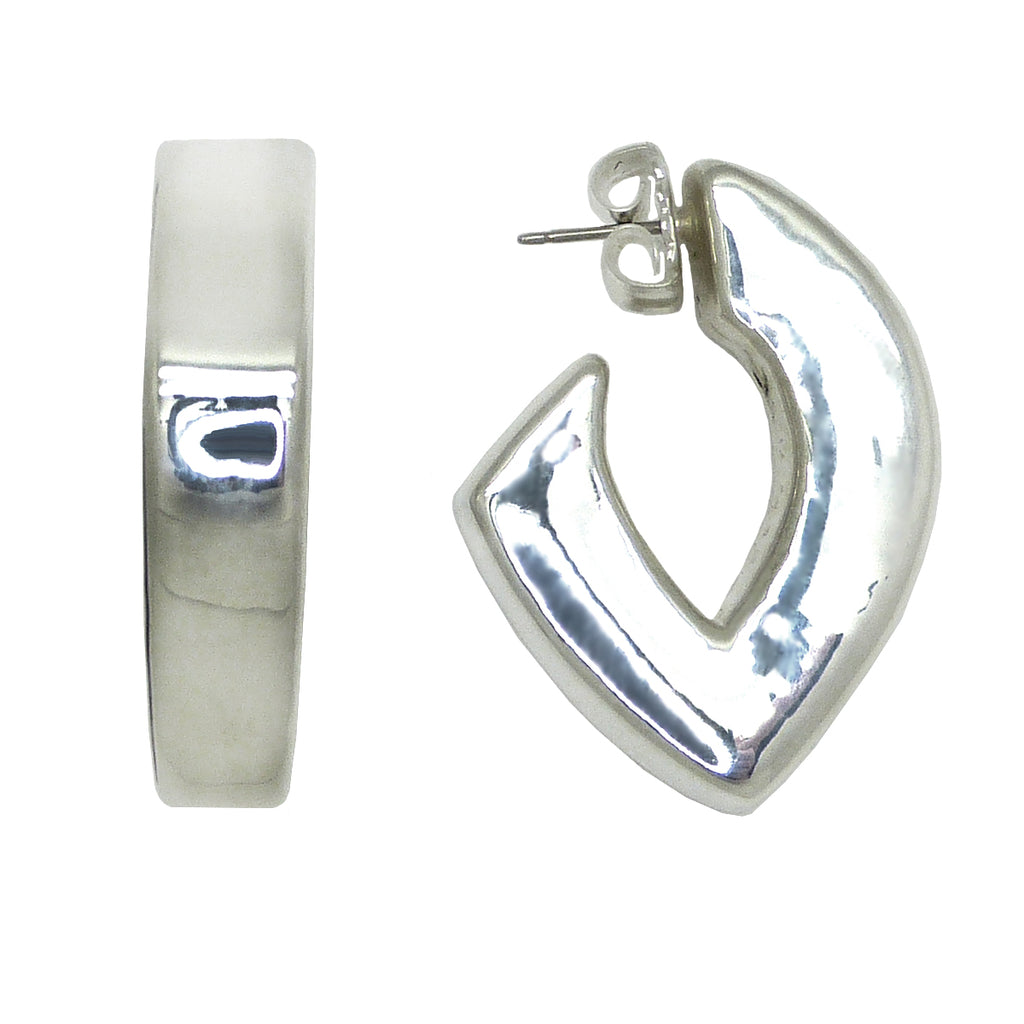 Simon Sebbag Sterling Silver 925 Abstract Smooth Chunky Pointed Hoop Earring E2992 - ILoveThatGift