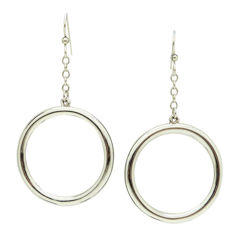 Simon Sebbag Sterling Silver Chain Wire Open Circle  Dangle Earrings EC102 - ILoveThatGift