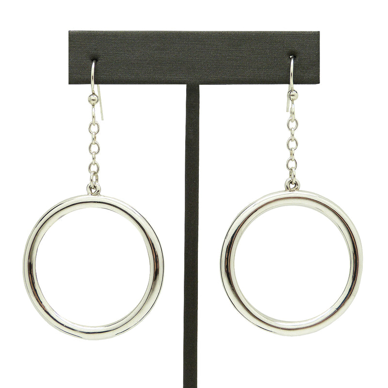 Simon Sebbag Sterling Silver Chain Wire Open Circle  Dangle Earrings EC102 - ILoveThatGift