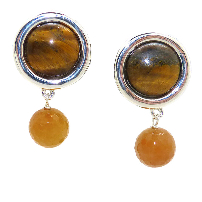 Simon Sebbag Sterling Silver Tigers Eye Circle Drop Earring Clipped EC103clTEFY - ILoveThatGift