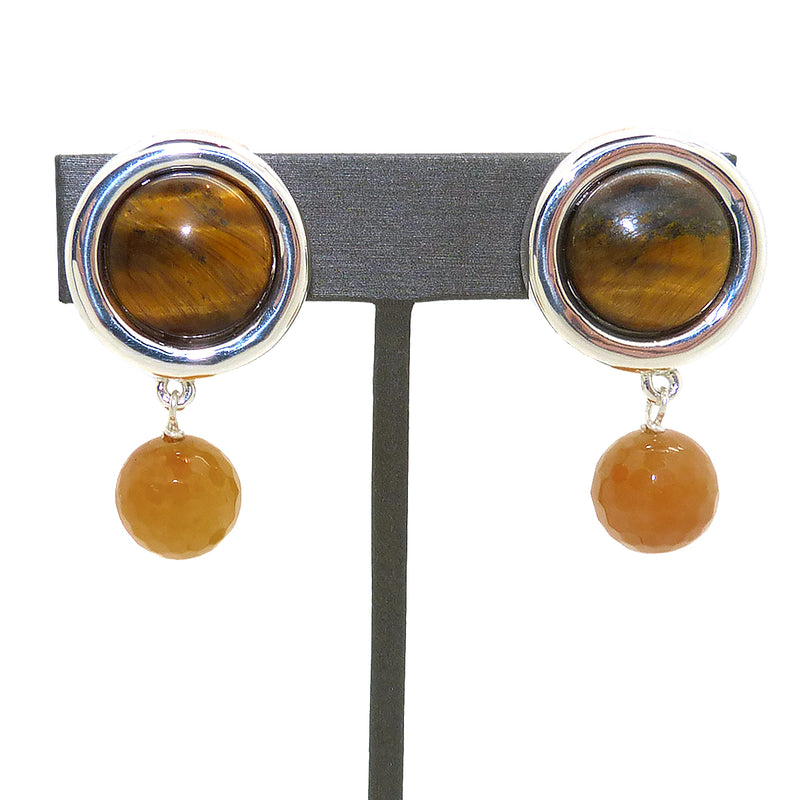 Simon Sebbag Sterling Silver Tigers Eye Circle Drop Earring Clipped EC103clTEFY - ILoveThatGift