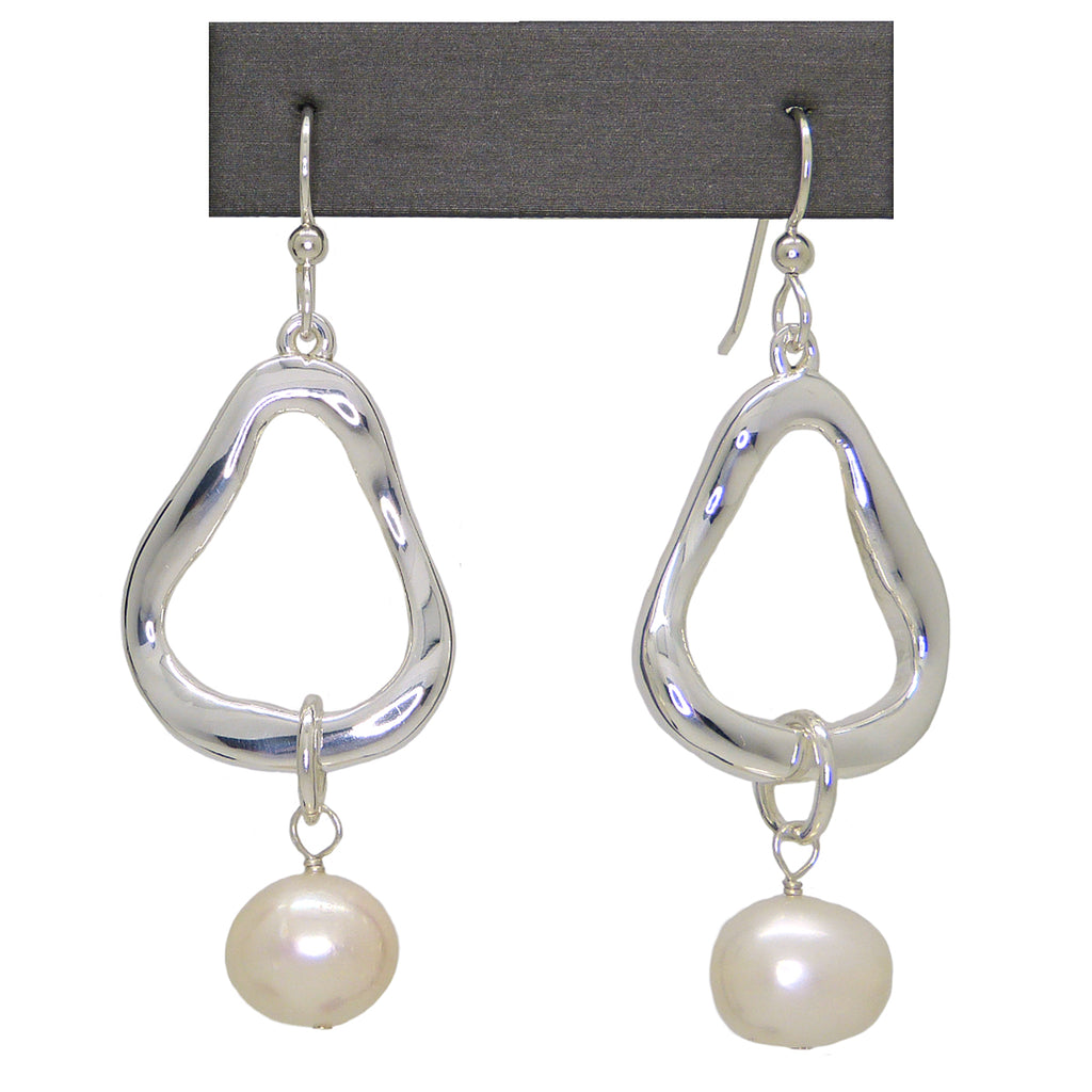 Simon Sebbag Sterling Silver 925 Abstract Open Earring with Pearl Drop EC159W - ILoveThatGift
