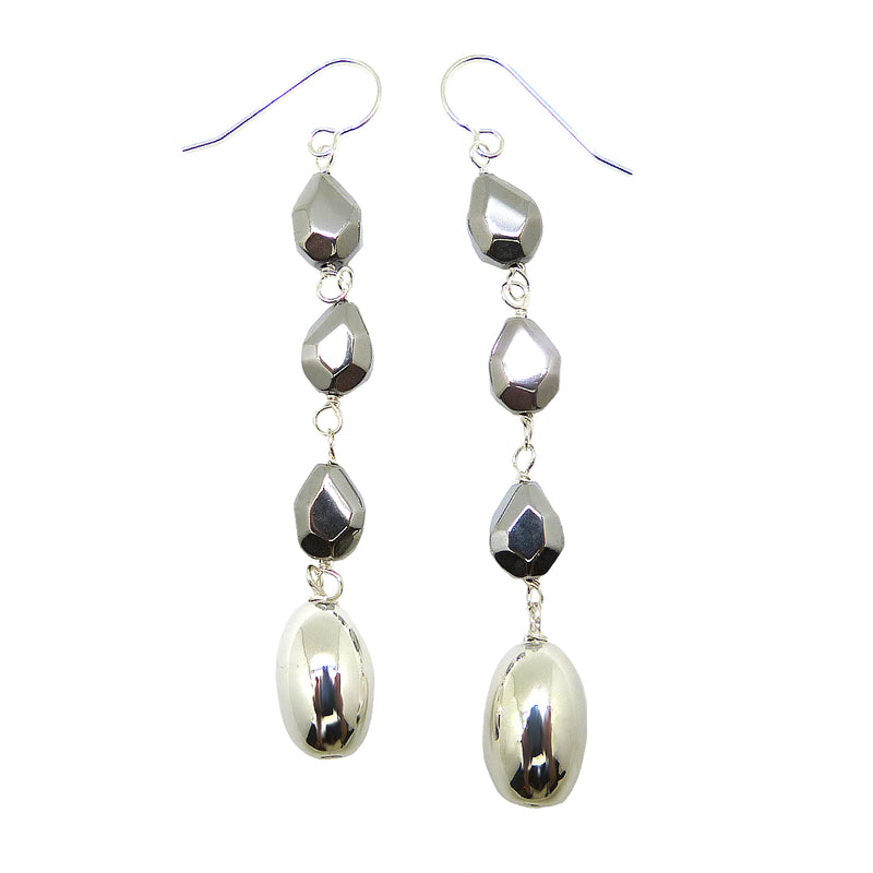 Simon Sebbag Long Hematite Drop Earrings with Sterling Silver Bead EC97FTSH - ILoveThatGift