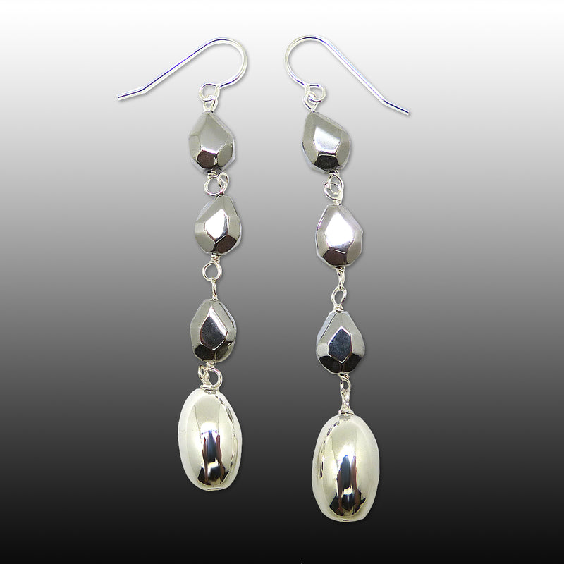 Simon Sebbag Long Hematite Drop Earrings with Sterling Silver Bead EC97FTSH - ILoveThatGift