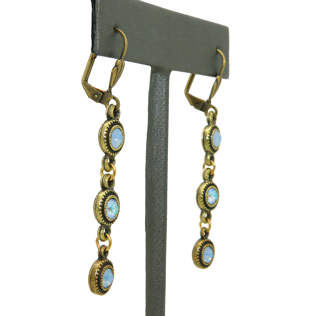 Anne Koplik Gold Air Opal Blue Stacked Drops Earrings with Swarovski Crystal ER4722AIR - ILoveThatGift
