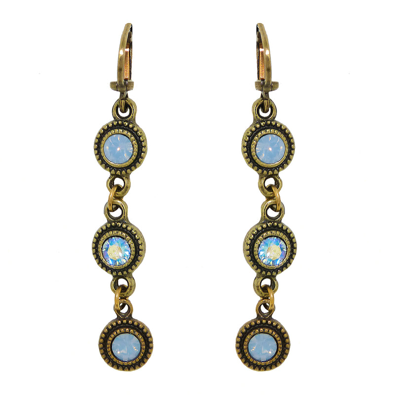 Anne Koplik Gold Air Opal Blue Stacked Drops Earrings with Swarovski Crystal ER4722AIR - ILoveThatGift