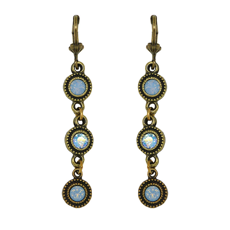 Anne Koplik Gold Air Opal Blue Stacked Drops Earrings with Swarovski Crystal ER4722AIR - ILoveThatGift