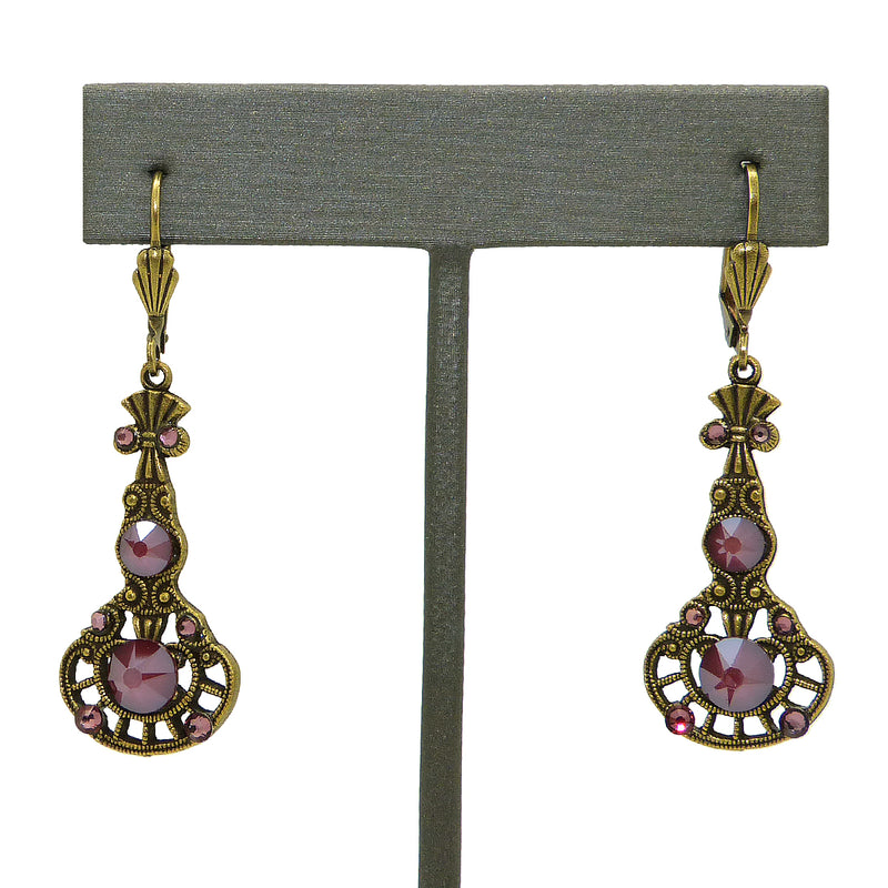 Anne Koplik Antique Pink Red Stoned Pendulum Earrings ER4747DRD - ILoveThatGift