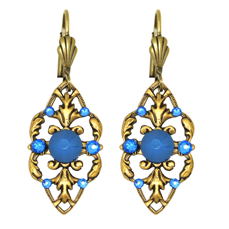 Anne Koplik Stoned Fila Frame Earrings ER4749RBL Gold Blue - ILoveThatGift