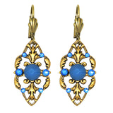 Anne Koplik Stoned Fila Frame Earrings ER4749RBL Gold Blue