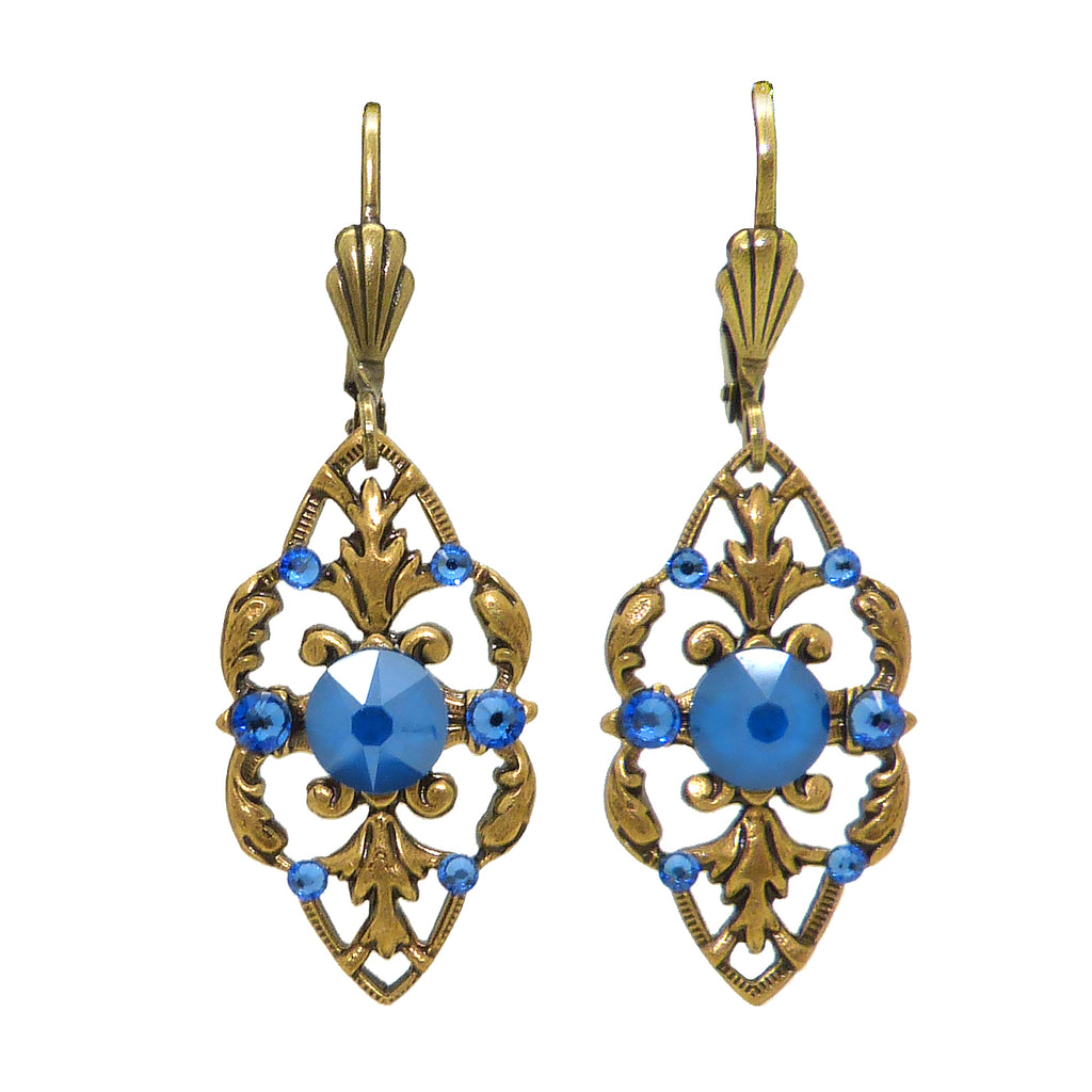 Anne Koplik Stoned Fila Frame Earrings ER4749RBL Gold Blue - ILoveThatGift