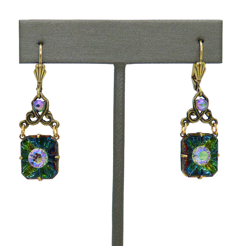 Anne Koplik Swarovski Crystal  Glass Stone Crown Dangle Earrings ER6875PDS Gold - ILoveThatGift