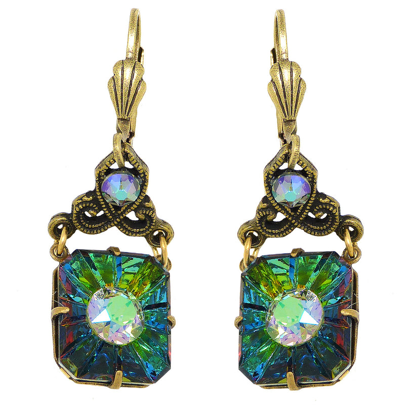 Anne Koplik Swarovski Crystal  Glass Stone Crown Dangle Earrings ER6875PDS Gold - ILoveThatGift