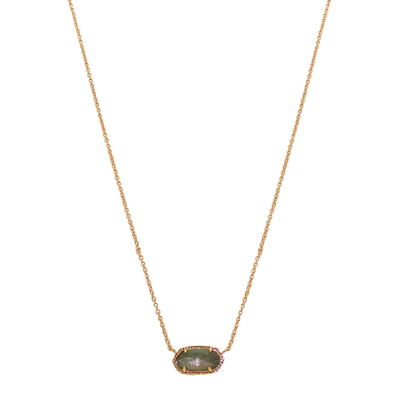 Kendra Scott Elisa Rose Gold Pendant Necklace In Black Gray Mother Of Pearl Ret $60 - ILoveThatGift