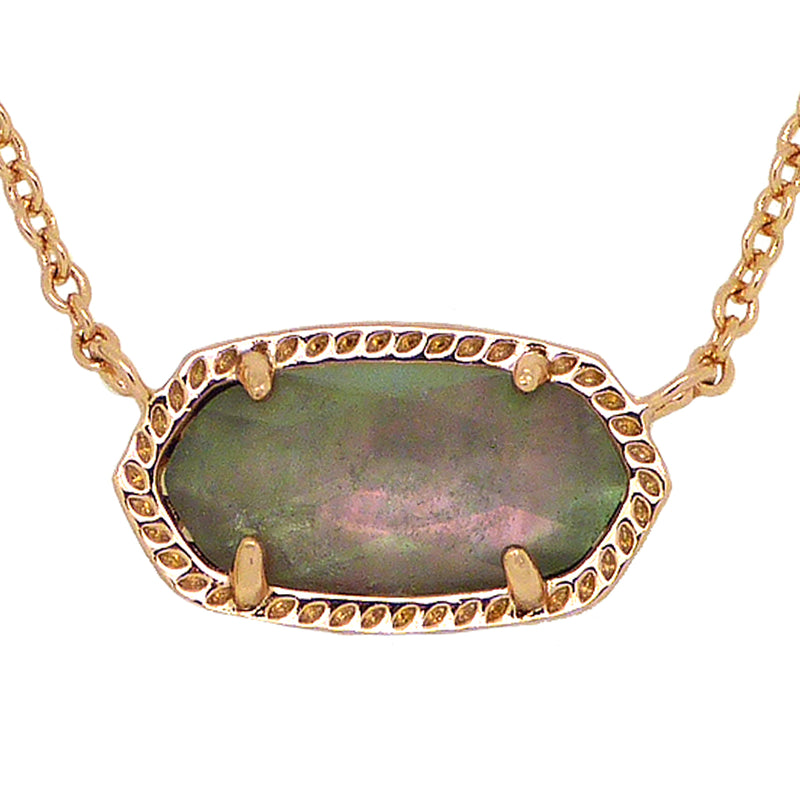 Kendra Scott Elisa Rose Gold Pendant Necklace In Black Gray Mother Of Pearl Ret $60 - ILoveThatGift