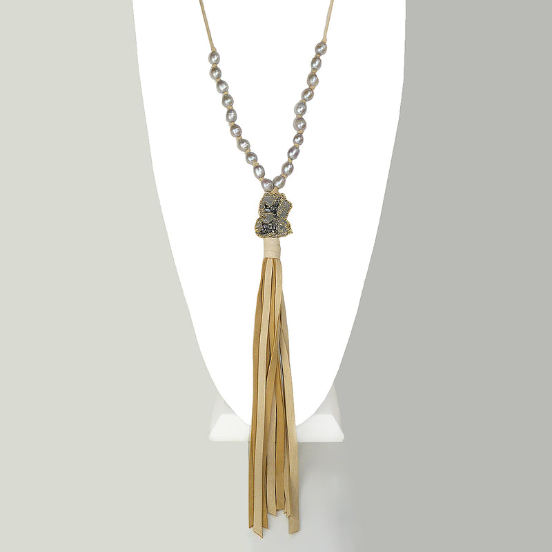 Gigi & Sugar Deerskin Druzy Quartz Necklace Lariat Ella - ILoveThatGift