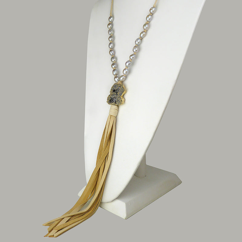 Gigi & Sugar Deerskin Druzy Quartz Necklace Lariat Ella - ILoveThatGift