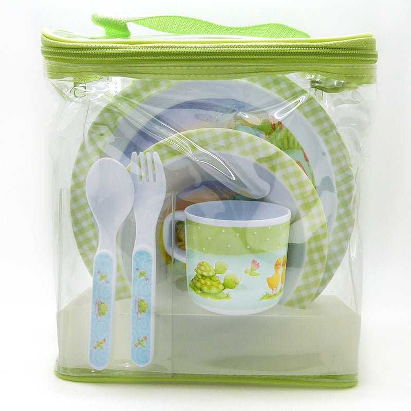 CR Gibson Baby Toddler Plate, Bowl Cup Fork Spoon Dining Set Little Pond - ILoveThatGift