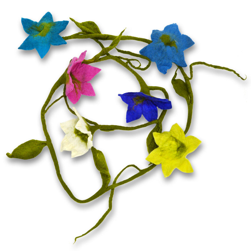 Handmade Felted Merino Wool Flower Garland Necklace Decoration Pomegranate Moon 5 ft - ILoveThatGift