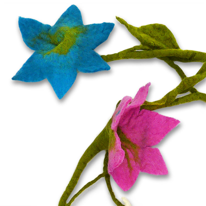 Handmade Felted Merino Wool Flower Garland Necklace Decoration Pomegranate Moon 5 ft - ILoveThatGift