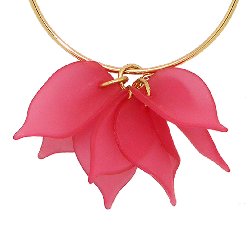 NahMu Pink Fuchsia Resin Acrylic Flower Hoop Earrings 672 NWT - ILoveThatGift