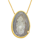 Handmade Floating CZ Open Agate Sparkle Filled Gold Necklace by Felix Z Geode - ILoveThatGift