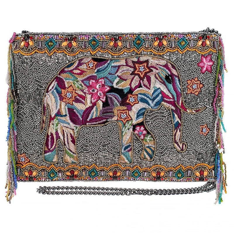 Mary Frances Forget Me Not Beaded Elephant Crossbody Handbag - ILoveThatGift