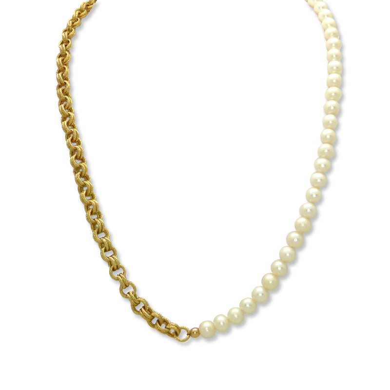 Instagram look 50/50 Fresh Water Pearl and Vintage Gold Chain by bara boheme
