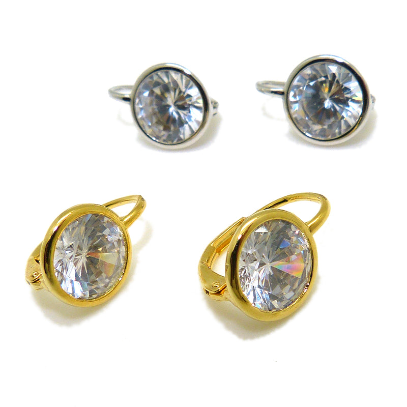 Silver or Gold Round Bezel CZ Earrings Designer Inspired - ILoveThatGift