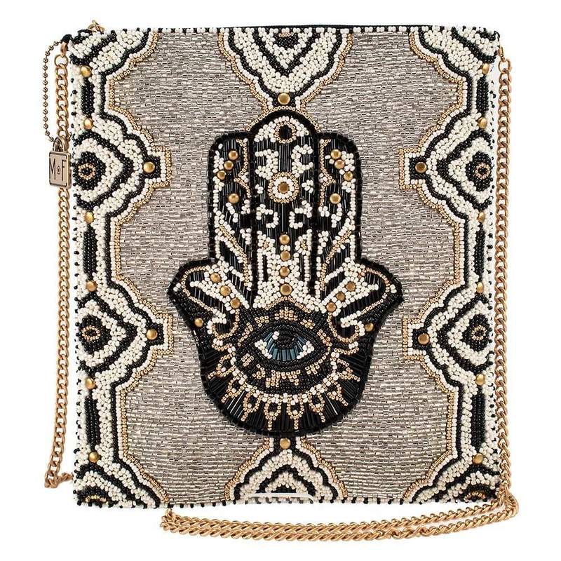 Mary Frances Hamsa Beaded Crossbody Zip Top Handbag 377 Luck Happiness - ILoveThatGift