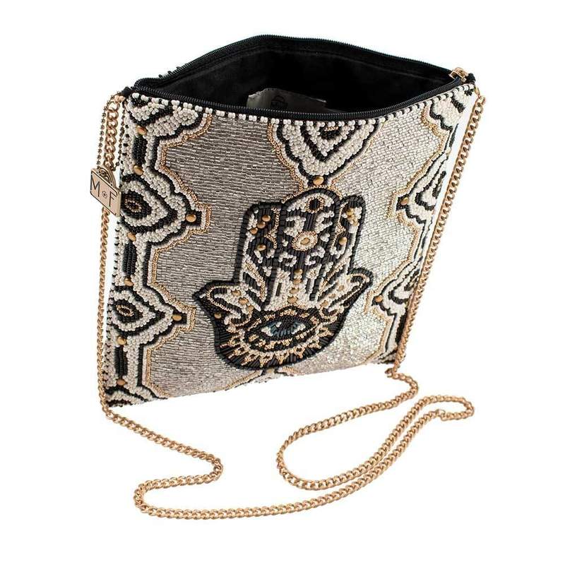 Mary Frances Hamsa Beaded Crossbody Zip Top Handbag 377 Luck Happiness - ILoveThatGift
