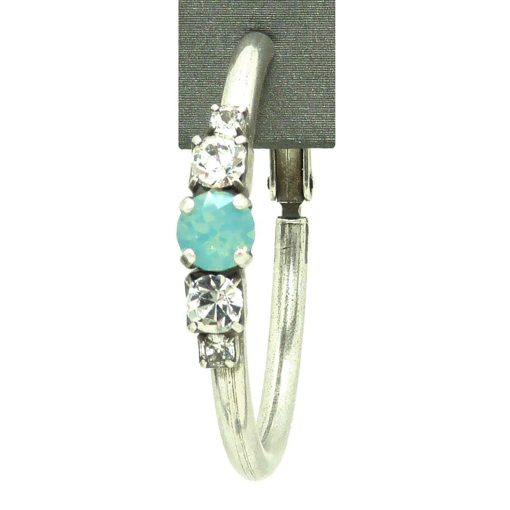 Dorata Handmade Swarovski Crystal Pacific Opal Clear Hoop Earrings wear with Mariana - ILoveThatGift