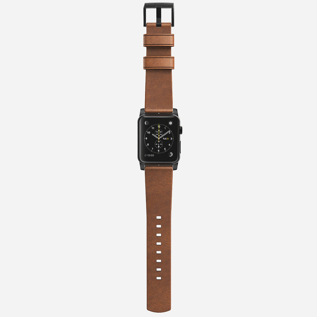 Nomad Horween Leather Apple Watch Strap  42mm Custom Stainless Steel Brown Black - ILoveThatGift