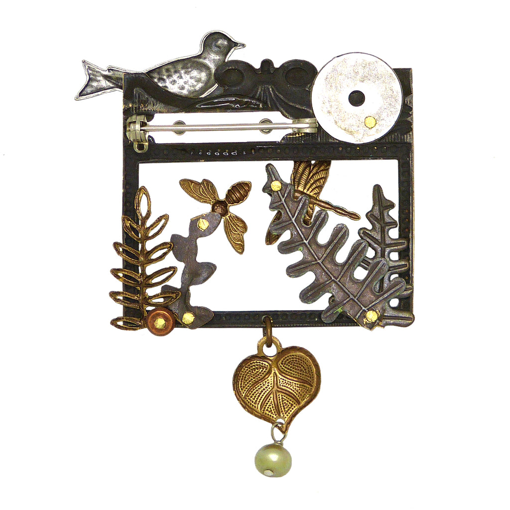 Mullanium Jewelry Framed Steampunk Nature Pin Handmade Artists Jim Tori Mullan - ILoveThatGift