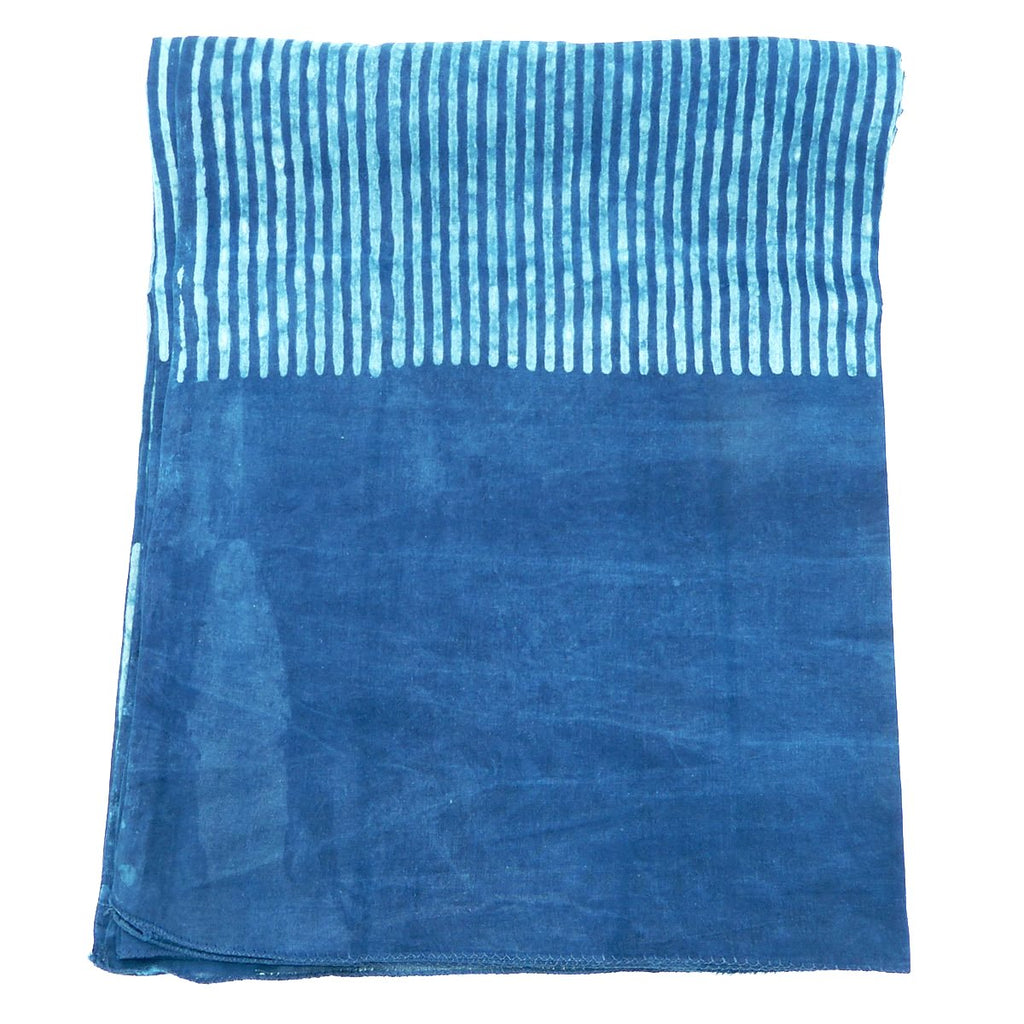 Matta NY Vaan Shawl Scarf Natural Indigo Blue Stripe Large 100 x 200 cm - ILoveThatGift