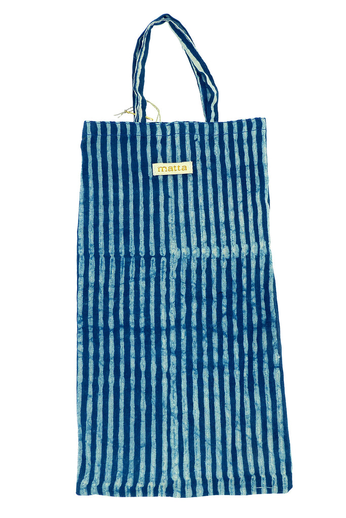 Matta NY Vaan Shawl Scarf Natural Indigo Blue Stripe Large 100 x 200 cm - ILoveThatGift