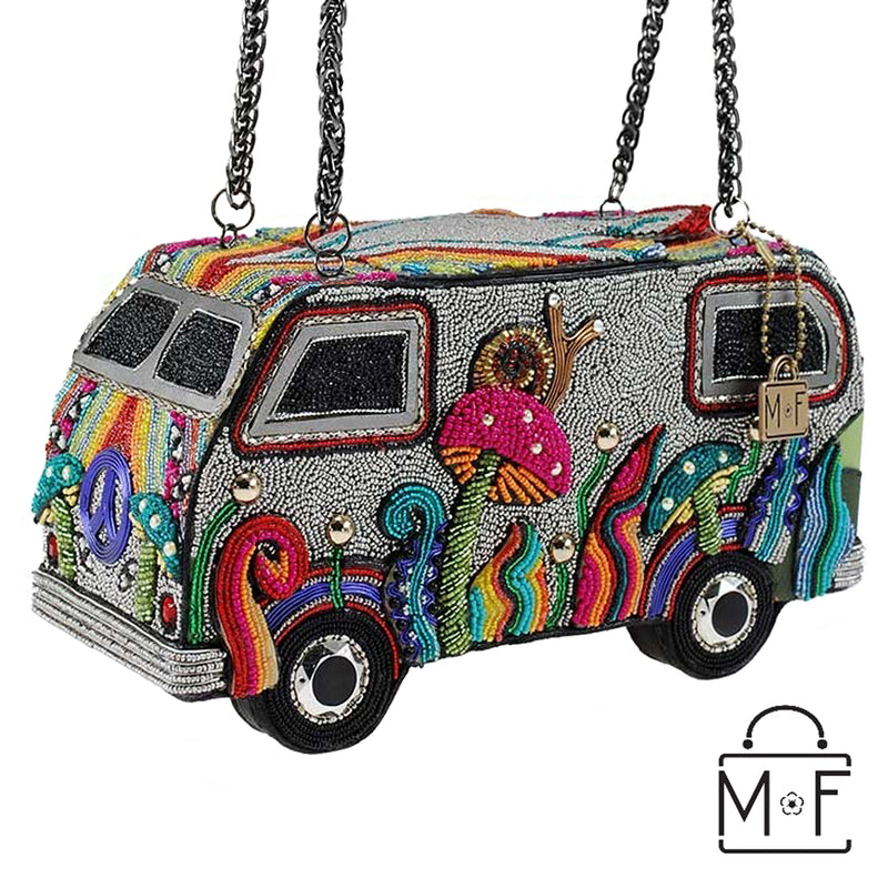 Mary Frances It's A Trip Embellished Bus Top-Handle Bag VW Bus Hippie Van 18-432 - ILoveThatGift